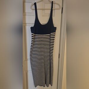 JCREW Navy and White Striped Knit Tank Dress